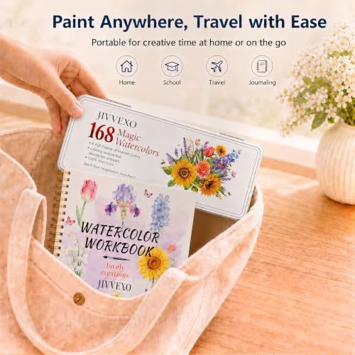 168 Colors Watercolor Paint Set with Watercolor Workbook for Adults - Image 6