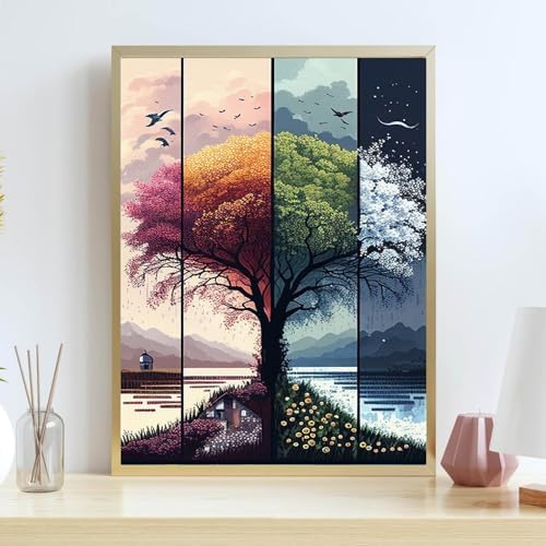 Tree Stamped Cross Stitch Kits for Beginners Adults,Landscape Dimensions Needlepoint Art Crafts,Counted Cross Stitch Kits Embroidery Kits for Beginners Adults for Home Decor 11.8x15.7inch - Image 3