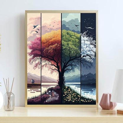 Tree Stamped Cross Stitch Kits for Beginners Adults,Landscape Dimensions Needlepoint Art Crafts,Counted Cross Stitch Kits Embroidery Kits for Beginners Adults for Home Decor 11.8x15.7inch - Image 3