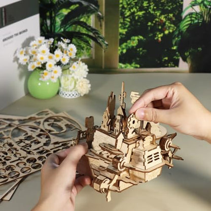 3D Wooden Puzzles Moving Castle Music Box Kits Castle Building Model DIY Crafts Birthday Gift for Women - Image 5