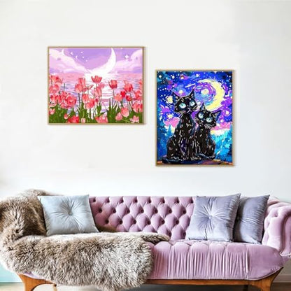Yunnuo Paint by Numbers Kit for Adults, Tulip Flowers Paint by Number for Beginners, DIY Seaside Scenery Acrylic Number Painting on Canvas, Great Gifts Decor (16 x 20 Inch) - Image 4