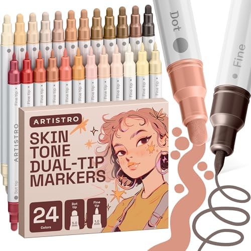 ARTISTRO Skin Tones Dual-Tip Acrylic Paint Marker Pens - Set of 24 by ARTISTRO