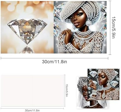 TDFERAN 6 Pack Diamond Painting All Occasion Handmade Greeting Cards Birthday Baby Wedding Birthday Cards Sympathy Card Thinking Of You Card Encouragement invitation letter Blank Fairy Angel Elf Bride - Image 2