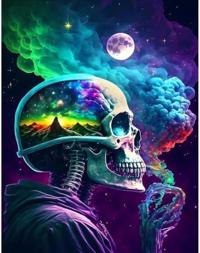 pchmcu DIY Skull Paint by Numbers Kits for Adults,Paint by Number for Adults Beginner Moon,Skeleton Paint by Numbers Kits on Canvas Without Frame for Home Wall Decor 16x20inch by PCHMCU