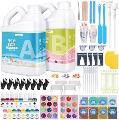 OcePor Epoxy Resin 1 Gallon，Clear Epoxy Resin Kit with 16 Pigments by OcePor