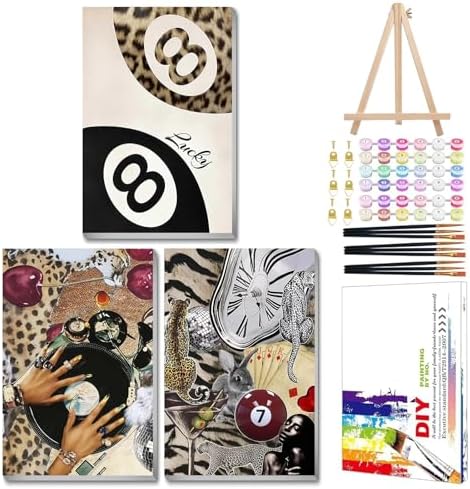Mandun Leopard Paint by Numbers Kit for Adults, 3 Pack, 7.8x11.8 inch by MANDUN