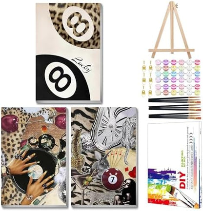 Mandun Leopard Paint by Numbers Kit for Adults, 3 Pack, 7.8x11.8 inch by MANDUN