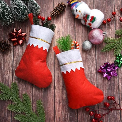 Skylety 24 Pcs Red Christmas Stockings Bulk Felt Hanging Ornaments - Image 7