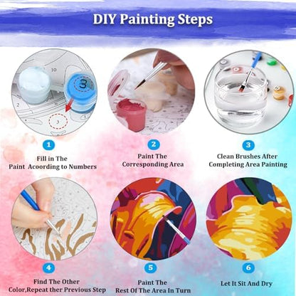 JUJUHOOD Lily Flower Paint by Numbers Kit for Adults Beginner & Kids Ages 8-12,Flower Paint by Number Without Easel, Acylic Paint by Numbers for Gift Home Wall Decor (10x10Inch) - Image 6
