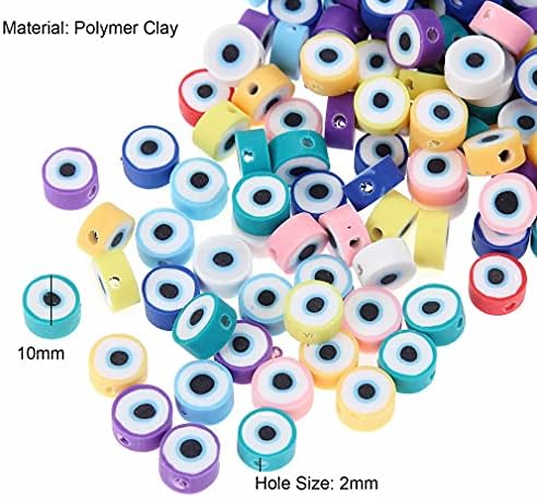 100pcs Colorful Evil Eye Polymer Clay 10mm Spacer Beads for Women Jewelry Making DIY Bracelet Necklace Hair Clip Accessories (Evil Eye) - Image 2