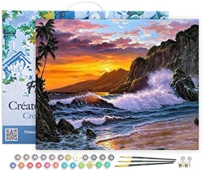 Figured'Art Paint by Numbers Kit for Adults with Frame Cliff and Waves 16"x20" - Craft Art Painting DIY Kit Canvas Already Stretched on a Wooden Frame by FiguredArt