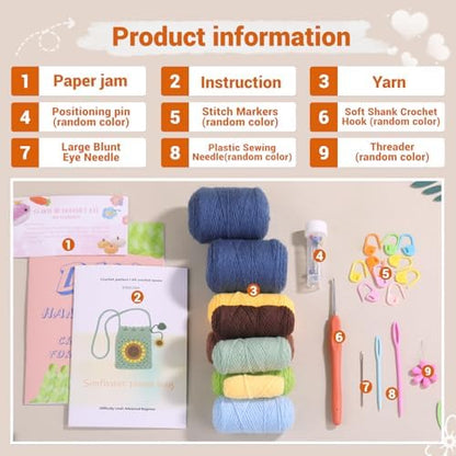 Fedmut Crochet Kit for Beginners, Shoulder Bag Crochet Kit Adults Project - Image 2