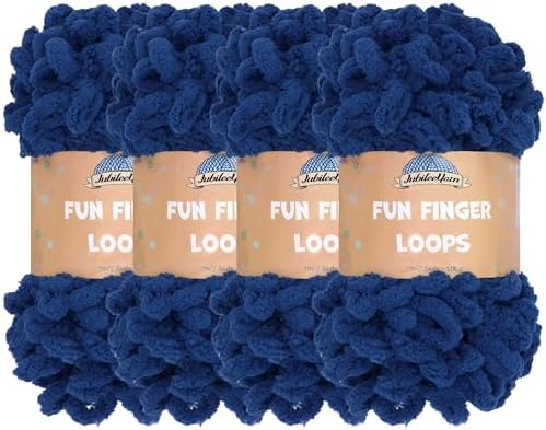JubileeYarn Fun Finger Loops Yarn - Navy - 4 Skeins by BambooMN