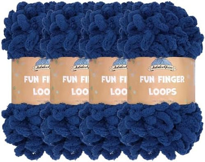 JubileeYarn Fun Finger Loops Yarn - Navy - 4 Skeins by BambooMN