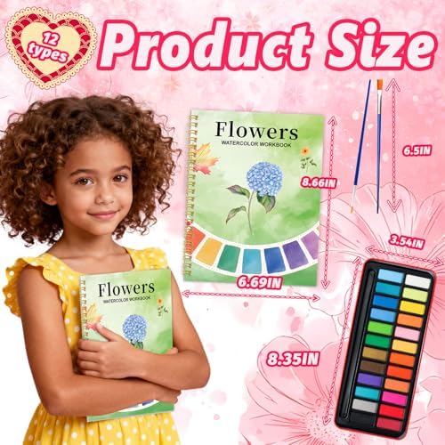 Watercolor Workbook - Coloring Book Beginner Friendly Painting Kit, Watercolor Workbooks for Adults with 24 Colors Paint, Exploration Gift for Adults Teens (Flowers) - Image 3