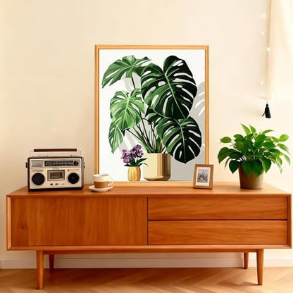 AIRDEA Flowers Paint by Numbers for Adults Beginner,Monstera and Orchids Painting by Number Kits on Canvas,Frameless,16x20in DIY Acrylic Painting,Home Wall Decor - Image 2
