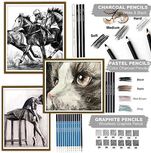 KALOUR 76 Drawing Sketching Kit Set - Pro Art Supplies with Sketchbook & Watercolor Paper - Include Tutorial,Pastel,Watercolor,Sketch,Colored,Metallic,Charcoal Pencils - for Artists Beginners Adults - Image 6