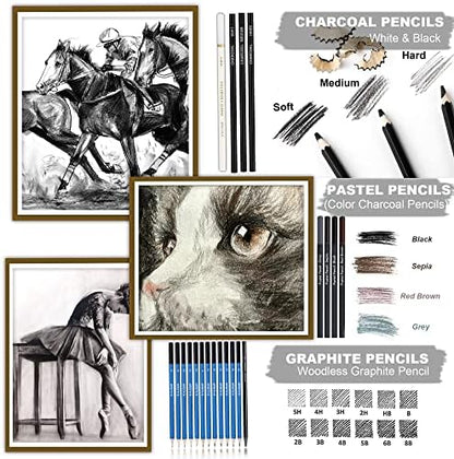 KALOUR 76 Drawing Sketching Kit Set - Pro Art Supplies with Sketchbook & Watercolor Paper - Include Tutorial,Pastel,Watercolor,Sketch,Colored,Metallic,Charcoal Pencils - for Artists Beginners Adults - Image 6