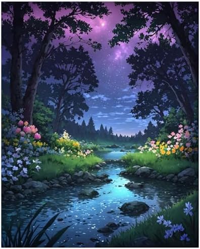 Lovepefe Forest Rivulet Paint By Numbers Kit for Adults, Paint by Number Kits for Beginner Acrylic On Canvas Forest Night Oil Painting Kit Adults Kits for Gift Home Wall Decor 16x20 Inch by Unknown