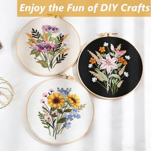 3 Packs Embroidery Kit for Adults, Embroidery for Beginners (Flower) - Image 5