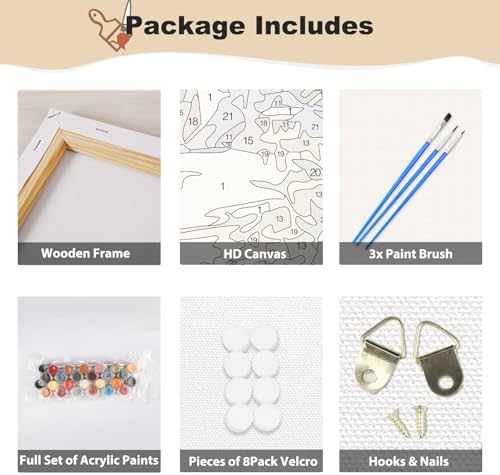 EOBROMD Framed Paint by Numbers Kits for Adults Wild Flowers, DIY Painting Kits for Adults Beginner, Painting on Stretched Canvas Oil Paint by Numbers for Home Decor Gift 16x12inch - Image 7