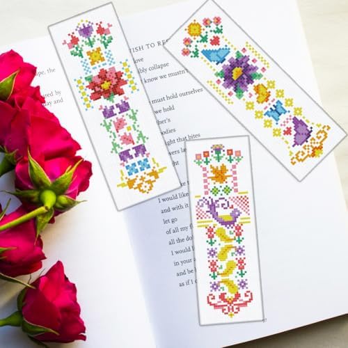 ORIGACH 6 Set Vintage Folk Floral Cross Stitch Bookmark Kit for Beginner - Image 6