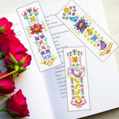 ORIGACH 6 Set Vintage Folk Floral Cross Stitch Bookmark Kit for Beginner - Image 6
