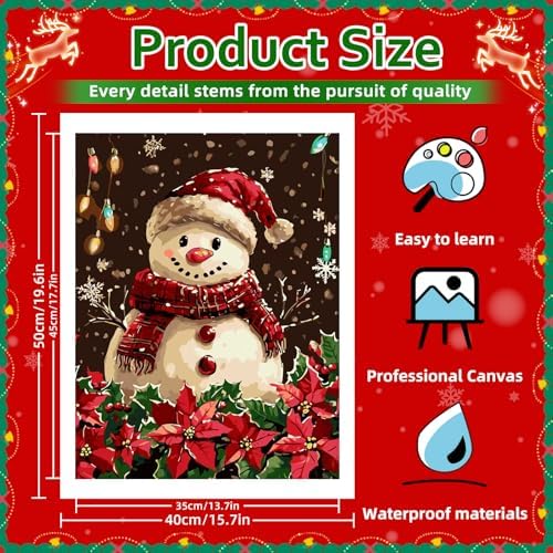 Reivworl Snowman Paint by Numbers Kit for Adults Beginner 16×20 inch - Image 4