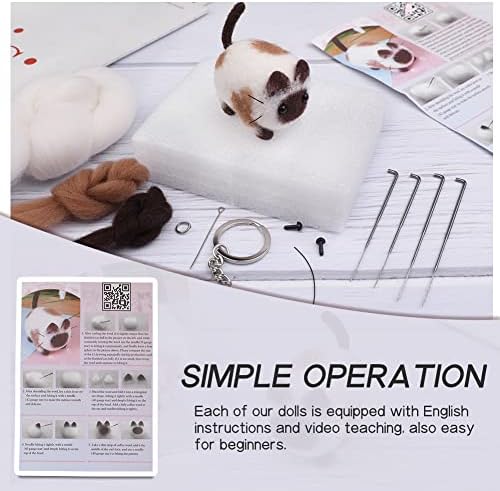 QMNNMA Needle Felting Kits for Beginners, Siamese Cat Wool Felting Kit - Image 3