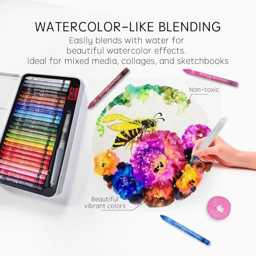 25 Colors Water-Soluble Pastel Crayons Set, Multi-Technique Art Kit with Brush & Palette, Versatile for Watercolor, Oil Pastel & Ink Effects, Easy Blending for Beginners, Sketching & Creative Drawing - Image 3