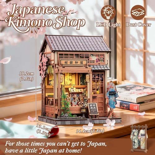 CUTEBEE Book Nook Kit - DIY Miniature House Japanese Sakura Kimono Shop - Image 3