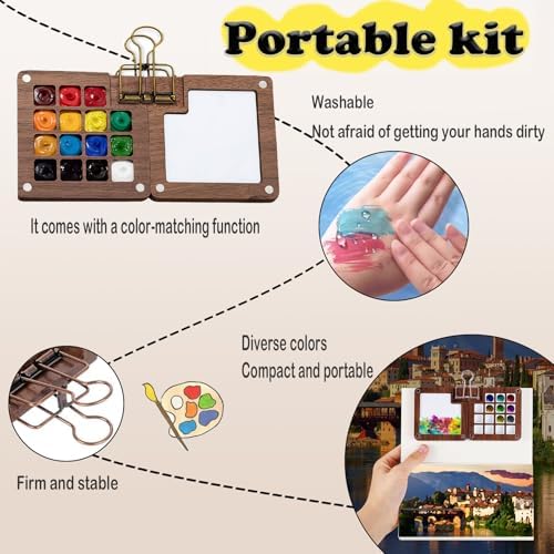EVOCKAY Mini Watercolor Paint Set Portable Watercolor Kit for Adults Travel Watercolors Paint with Sketchbook Mixing Palette and Drawing Pad Perfect for On The Go Creativity and Art Exploration - Image 6