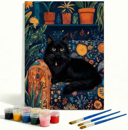 Amphol Paint by Numbers Kit for Adults - 16x20 Inch Black Cat DIY Paint by Number Canvas Art Kit, Oil Painting Kit on Unframed Canvas Art for Stress Relief, Home Wall Decor with Acrylic Paint Set by Amphol
