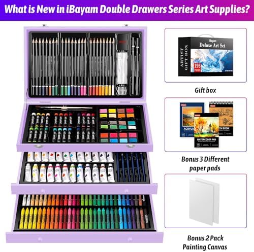 iBayam Art Supplies,195 Pack Deluxe Art Set Drawing Painting Supplies Kits - Image 6