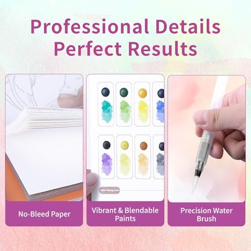 Watercolor Workbook for Adults, Animal Watercolor Painting Book, All-in-One Travel Art Set for Beginners, 3-Fold Portable Art Kit for Creative Stress Relief - Image 4