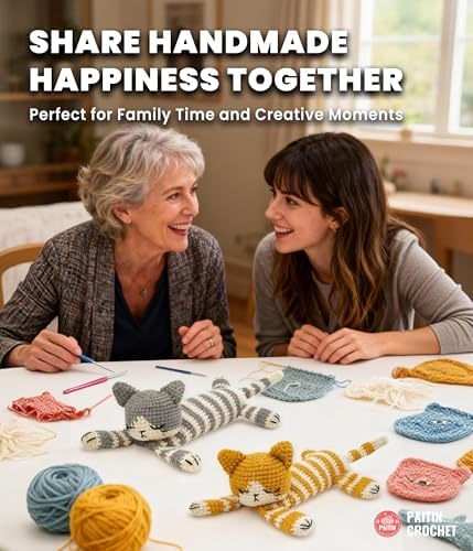 PAITIN Crochet Starter Kit – Easy DIY Craft Set for Adult Beginners, Handmade Yarn Art Project with Video Guidance (Sleeping Cat) - Image 4