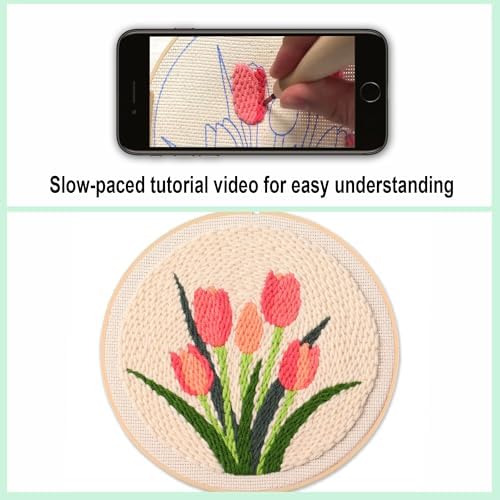 Punch Needle Kit for Beginners Tulip DIY Craft Set Relaxing Video Tutorial - Image 2