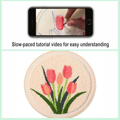 Punch Needle Kit for Beginners Tulip DIY Craft Set Relaxing Video Tutorial - Image 2