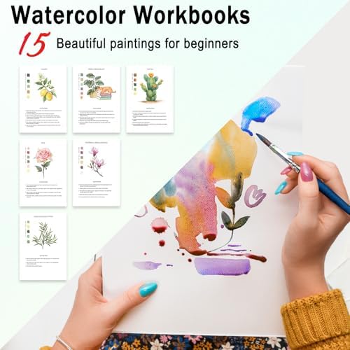 Watercolor Workbooks Plants, 15 Beautiful Paintings for Water Color Book Adult, Watercolor Coloring Book for Beginners, Watercolor Workbook for Adults Teens (Without Palette, Plants) - Image 2