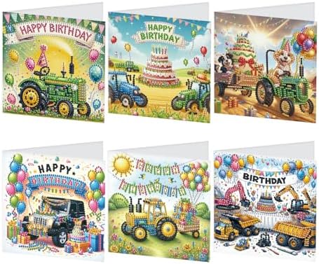 JISHSHAY 6 PCS Diamond Painting Happy Birthday Cards Car Diamond Art Greeting Cards with Envelopes Cake Gem Art Gem Painting Embroidery Kit Mosaic Kits for Adults with Special Shape Drills by Unknown
