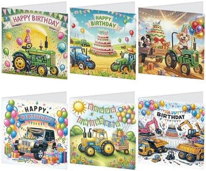 JISHSHAY 6 PCS Diamond Painting Happy Birthday Cards Car Diamond Art Greeting Cards with Envelopes Cake Gem Art Gem Painting Embroidery Kit Mosaic Kits for Adults with Special Shape Drills by Unknown