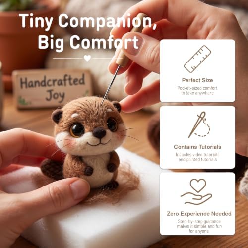 DIY Needle Felting Kit Cute Beaver – Needle Felting Starter Kit with Fiber Roving, Needles, Felting Pad & Instructions | Felted Animal Kit for Beginners Adults | DIY Craft Gift Home Decoration - Image 5