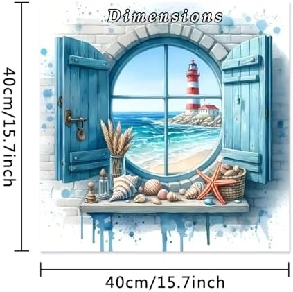 MBNTJHT Lighthouse Paint by Numbers Kit for Adults,DIY Lighthouse Landscape Acrylic Paint by Number Kits for Adult Beginners,Sea Scenery Oil Painting Kits for Home Wall Decor 16X16 Inch. - Image 2