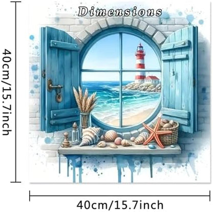 MBNTJHT Lighthouse Paint by Numbers Kit for Adults,DIY Lighthouse Landscape Acrylic Paint by Number Kits for Adult Beginners,Sea Scenery Oil Painting Kits for Home Wall Decor 16X16 Inch. - Image 2
