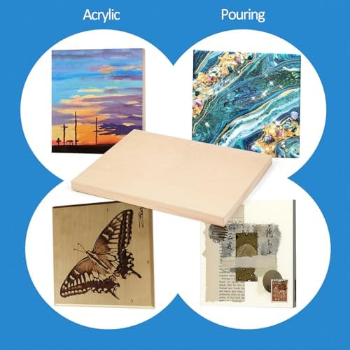 Falling in Art 4 Pack 5x5’’ Unfinished Birch Wood Panels Kit for Painting - Image 3