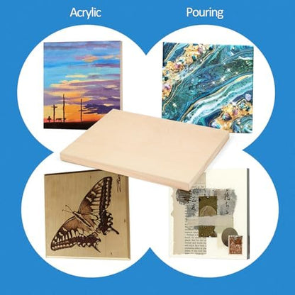 Falling in Art 4 Pack 5x5’’ Unfinished Birch Wood Panels Kit for Painting - Image 3