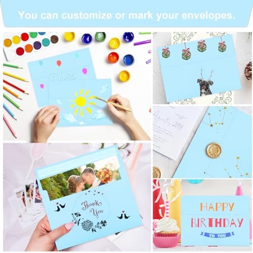 50 Packs Blue 5x7 Envelopes, Blue Envelopes 5x7, A7 Invitation Envelopes Self Seal for Weddings, Invitations, Photos, Greeting Cards, Mailing - Image 5