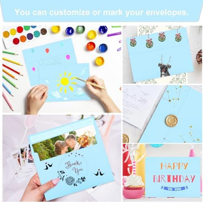 50 Packs Blue 5x7 Envelopes, Blue Envelopes 5x7, A7 Invitation Envelopes Self Seal for Weddings, Invitations, Photos, Greeting Cards, Mailing - Image 5