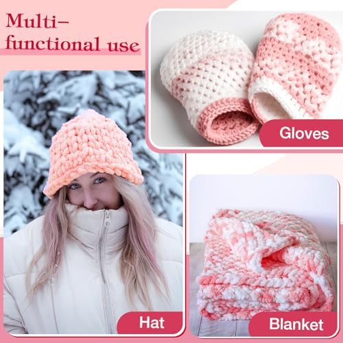 Threlaco 6 Skeins Loops Yarn Bulk Finger Loop Yarn,White, Pink, Carmine - Image 4