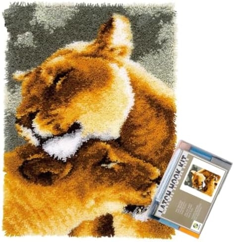 EMISTEM Loving Lion Family Latch Hook Kits for Adults Beginners, 20“ X 15" by EMISTEM